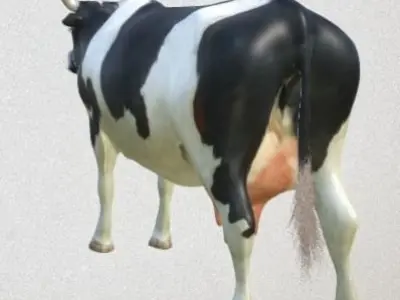 cow high-poly with long horns 3D model