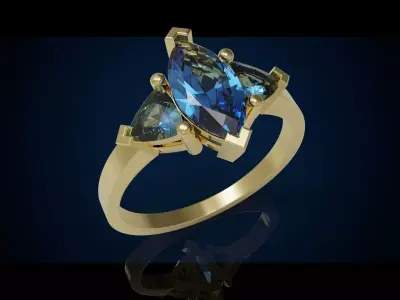 Three gemstone ring  Cg 3 8 3D print model