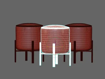 Pouffe stool with metal legs 3D model