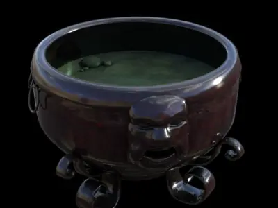 cauldron well Low-poly 3D model
