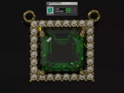STL 3D Emerald jewelry pendant model jp0394 3D print model