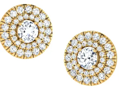 Solitaire Women Stud Earring 3dm STL OBJ FBX Render Details 3D print model