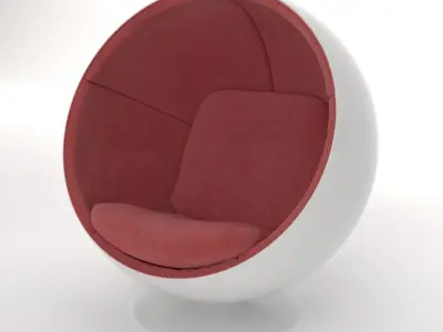 Red and White Ball Chair 3D model