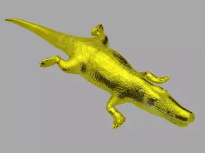 Gold alligator crocodile reptile lizard wildlife teeth skin 3D model