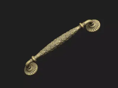 classic pull handle decor floral art laser texture royal 3D print model