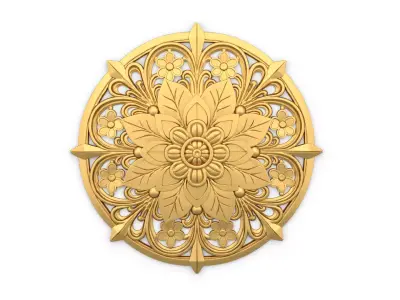 Classic circular carved decor onlay stl 01 3D print model