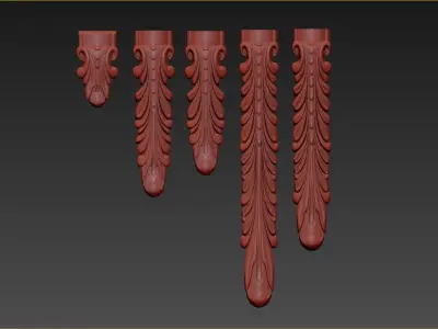 Carved decor vertical 3D model 3D model