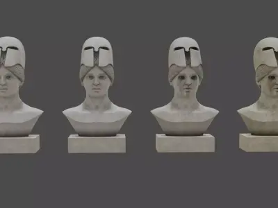 Low Poly Pallid Bust Of Pallas With PBR Materials Low-poly 3D model