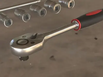  Ratchet Socket set 3d model Lowpoly Low-poly 3D model