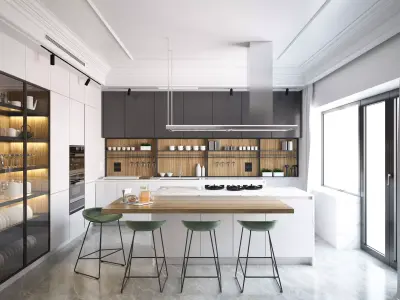 Modern island  kitchen 3D model