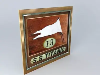TITANIC LifeBoat Flag Name Plate  No 13 1912 Free 3D model