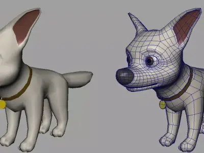 B o l t dog with collar Low-poly 3D model