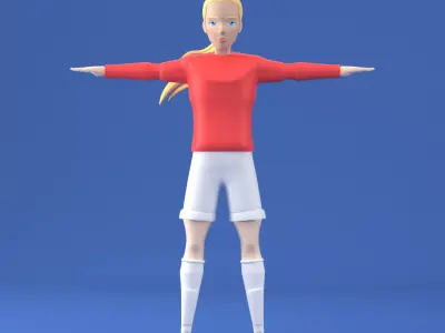 Sport Girl Football Soccer Player 3D Model 3D model