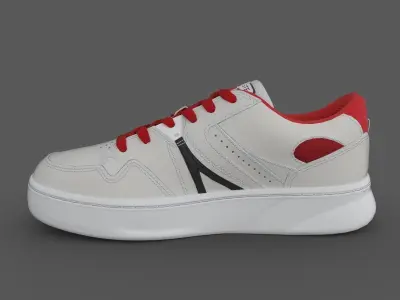 Lacoste Leather ColorPop Sneakers WhiteRed Low-poly 3D model