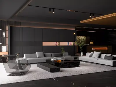 Modern living room 3D model  3D model