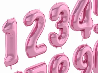 Balloon Numbers Pink Color  3D model