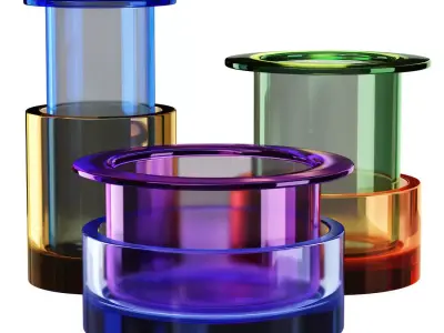 Tricolore Collection of Vases by Sebastian Herkner Low-poly 3D model