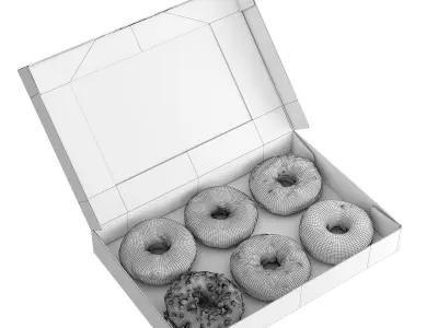 Donuts in Box 3D model