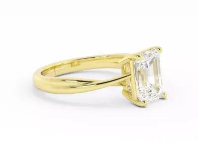Emerald Cut Solitaire With Twist Band And Rendering 3D print model