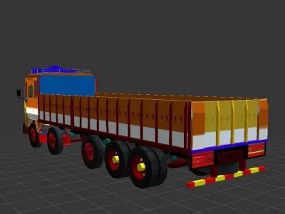 Tata 14 tire truck Low-poly 3D model