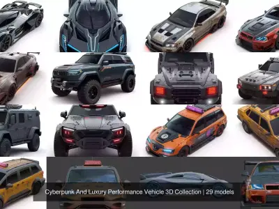 Cyberpunk And Luxury Performance Vehicle 3D Collection 3D Model Pack