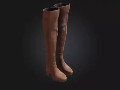Brown Over-the-Knee Boots  Classic Warmth Meets Confident Style 3D model
