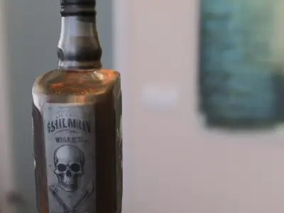 Skull Whiskey Bottle Low-poly 3D model