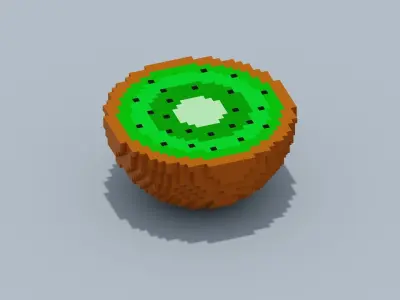 Voxel Kiwi Low-poly 3D model