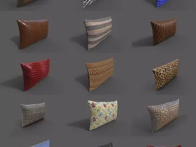 Pack 15 Cushion furniture Low-poly 3D model