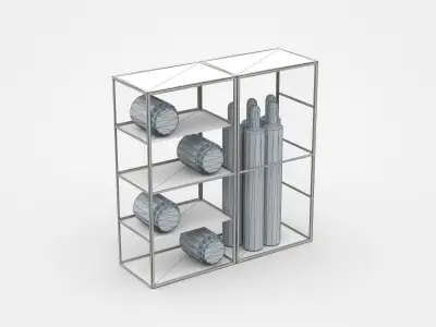 Double Industrial Shelf Cabinet With Industry Parts 3D model