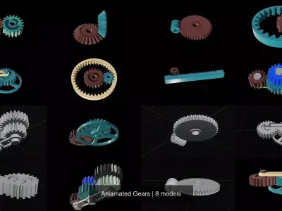 Aniamated Gears 3D Model Collection