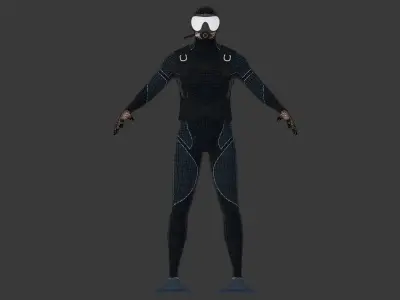 Scuba Diver Low-poly 3D model