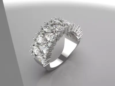 Luxury princess ring with teardrop and round diamonds jr00012 3D print model