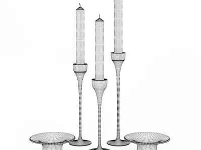 Glass Candlesticks Set 3D model