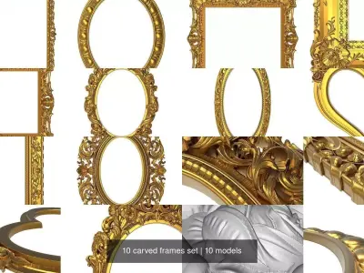 10 carved frames set 3D Model Collection