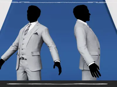 Men Pans with Shirt Blazer and Shoes Vest Color Grey Low-poly 3D model