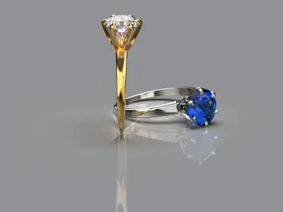 Engagement gemstone ring Tiffany style 3D printable model FREE Free 3D print model