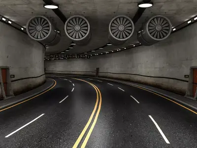 Road Tunnel 3D model Low-poly 3D model