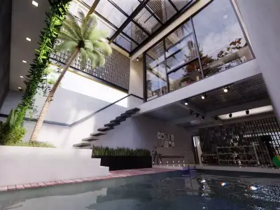 Industrial House Interior Exterior 3D model