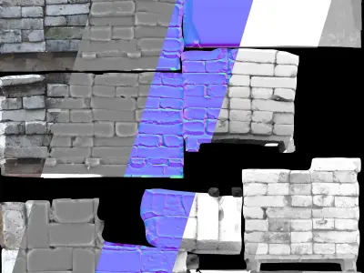 Ultra realistic Bricks Scan Low-poly 3D model