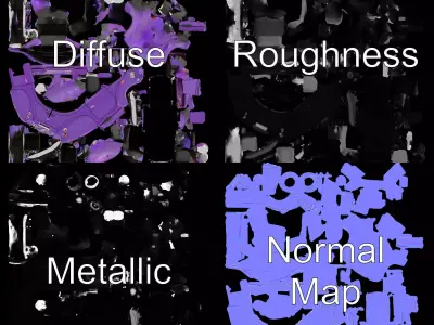 Violet Vintage Convertible model pack Low-poly 3D model