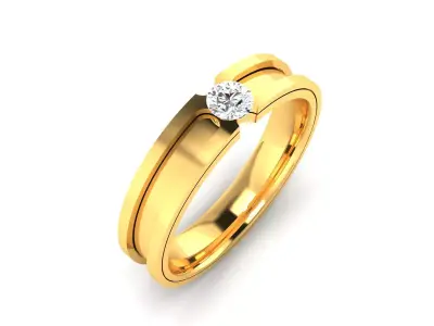 Band 3dm Render Details diamond engagement ring gold 3D print model