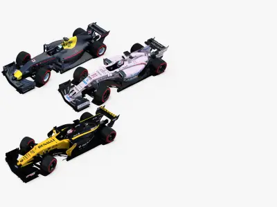 Formula 2017 cars pack 4 Low-poly 3D model
