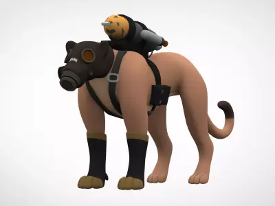 TF2 Pyro Cougar Low-poly 3D model