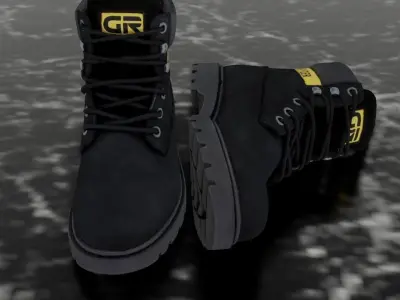 GREYDER  - 3D BOOTS - BLACK Low-poly 3D model