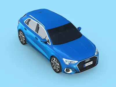 Audi A3 Sportback 2021 Low-poly 3D model