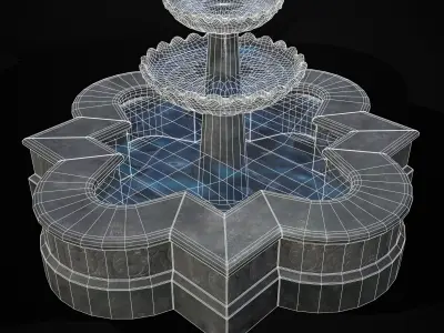 Quatrefoil Multi Level Fountain Low-poly 3D model