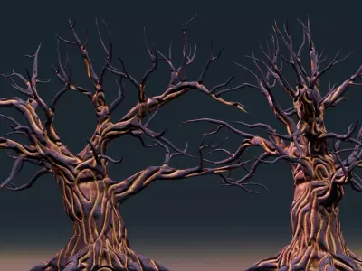 Stylized Halloween Props - Withered Tree 3 Low-poly 3D model