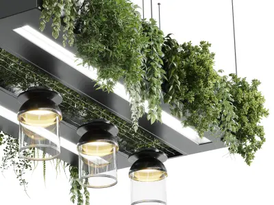 Rectangle pot light pendant - plant light hanging 14  Low-poly 3D model