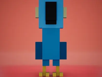 Voxel - Blue Macaw Parrot Low-poly 3D model